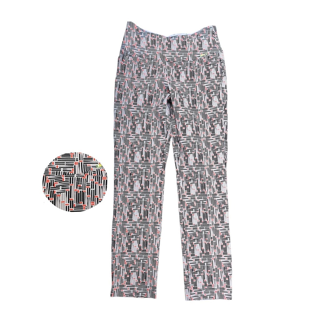 Swing Control Womens Geometric Print Golf Pants Black Orange Abstract‎ Preppy